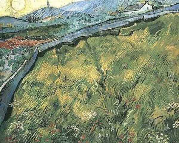 Field Of Spring Wheat At Sunrise Oil Painting by Vincent Van Gogh