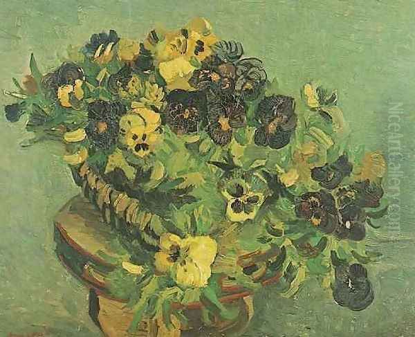 Tambourine With Pansies Oil Painting by Vincent Van Gogh