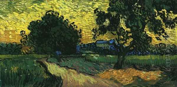 Field with Trees, the Chateau of Auvers Oil Painting by Vincent Van Gogh