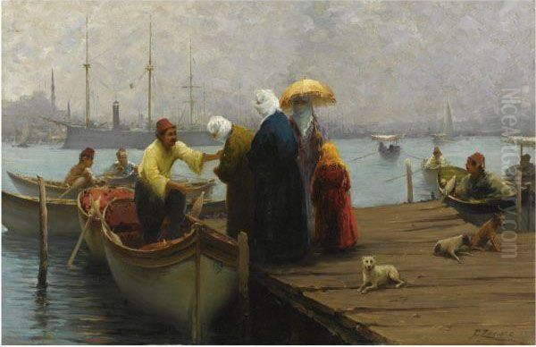 L'imbarcazione Oil Painting by Fausto Zonaro