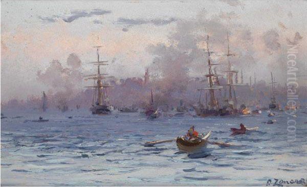 The Seraglio Point, Istanbul (sarayburnu) Oil Painting by Fausto Zonaro