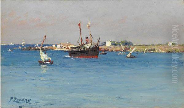 Coastal View Oil Painting by Fausto Zonaro