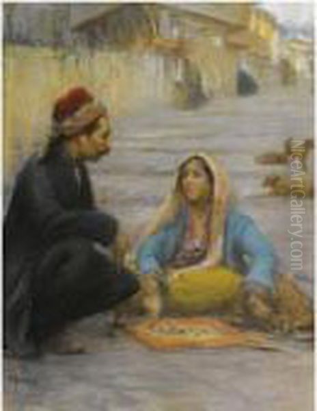 L'indovina (the Fortune Teller) Oil Painting by Fausto Zonaro