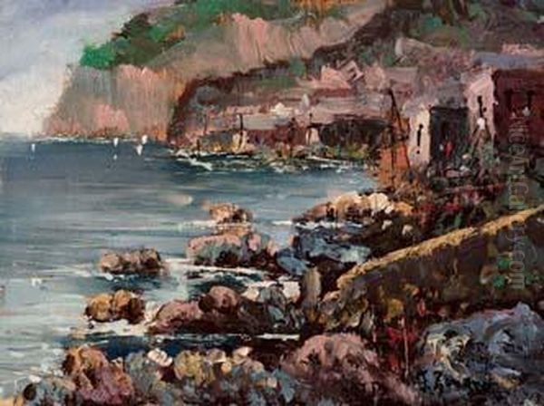 Costa Amalfitana Oil Painting by Fausto Zonaro