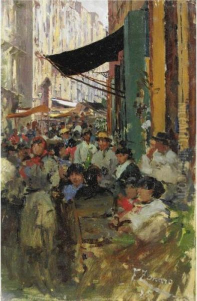 Mercato Oil Painting by Fausto Zonaro