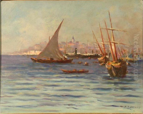 Marine, Vue Des Cotes De Turquie Oil Painting by Fausto Zonaro