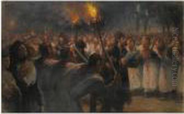 Cerimonia Del 10 Mouharram Oil Painting by Fausto Zonaro