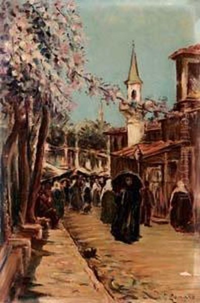 Mercato A Costantinopoli Oil Painting by Fausto Zonaro