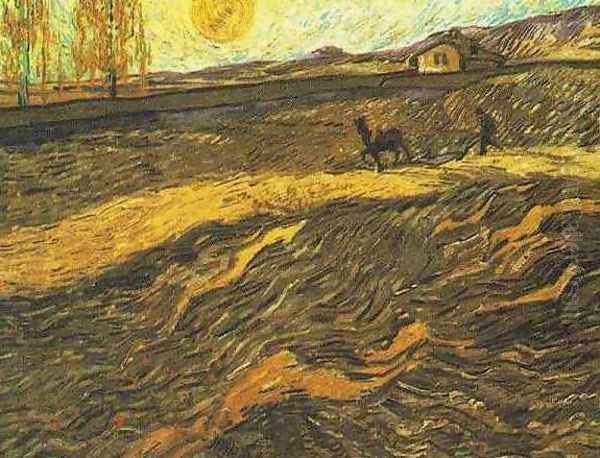 Enclosed Field With Ploughman Oil Painting by Vincent Van Gogh