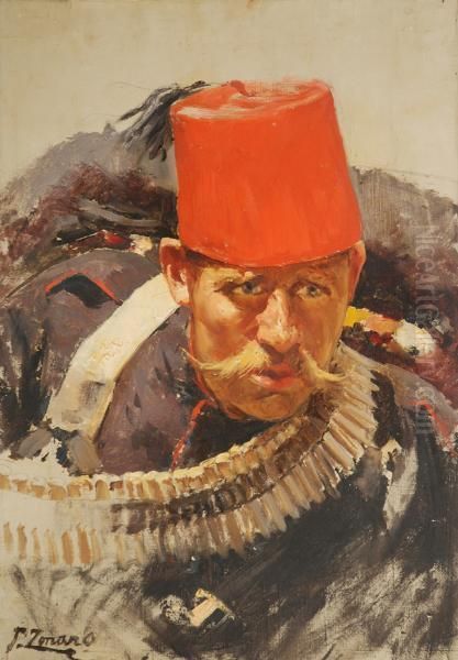 Soldato Con Fez Rosso Oil Painting by Fausto Zonaro