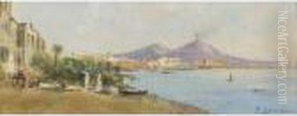 Veduta Del Golfo Di Napoli Da Mergellina Oil Painting by Fausto Zonaro