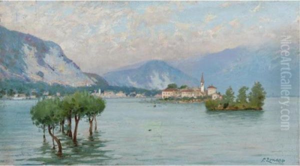 L'isola Dei Pescatori, Lago Maggiore Oil Painting by Fausto Zonaro