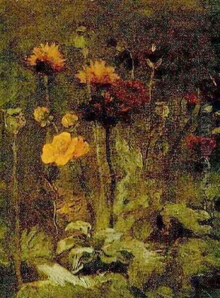 Still Life With Scabiosa And Ranunculus Oil Painting by Vincent Van Gogh