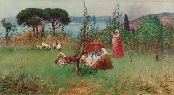 Pastorelle Sul Bosforo Oil Painting by Fausto Zonaro