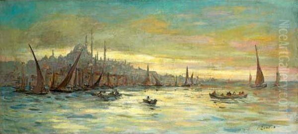 Vue D'istanbul Oil Painting by Fausto Zonaro