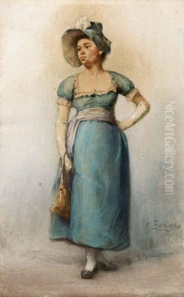 Figura Femminile In Abito Stile Impero Oil Painting by Fausto Zonaro