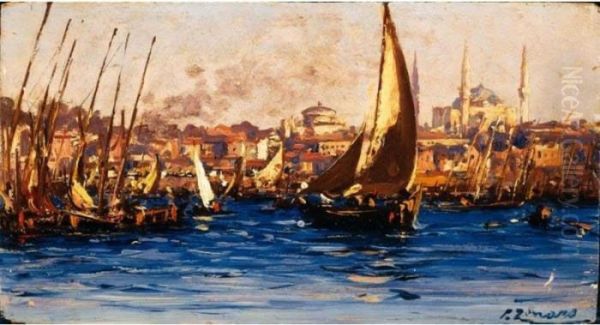 Porto Di Istambul Oil Painting by Fausto Zonaro