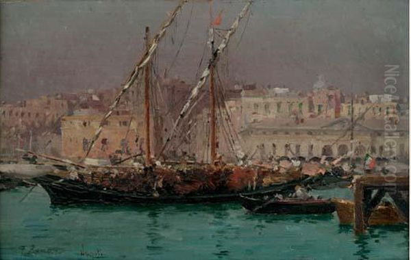 Le Port De Naples Oil Painting by Fausto Zonaro