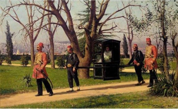 The Sedan Chair Oil Painting by Fausto Zonaro