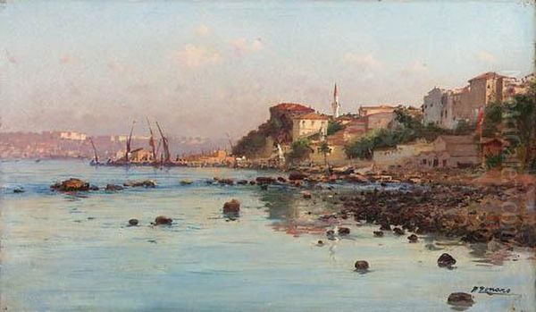 The Shores Of The Bosphorus Oil Painting by Fausto Zonaro