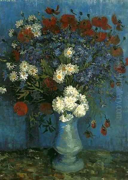 Vase With Cornflowers And Poppies Oil Painting by Vincent Van Gogh