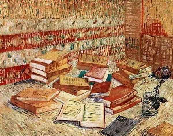 Still Life With French Novels And A Rose Oil Painting by Vincent Van Gogh