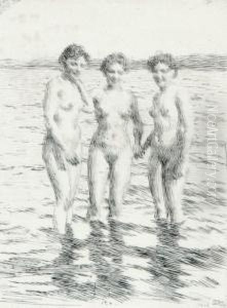 De Tre Gracerna Oil Painting by Anders Zorn