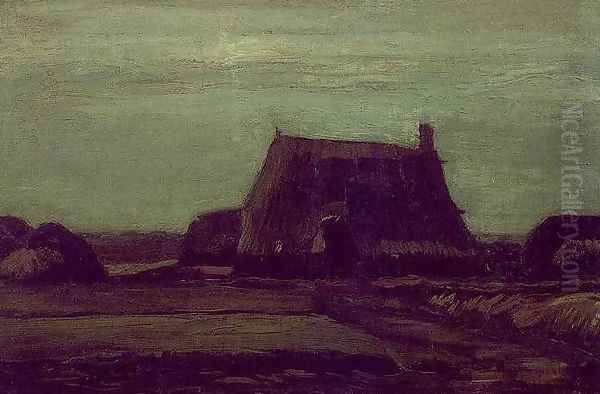 Farm With Stacks Of Peat Oil Painting by Vincent Van Gogh