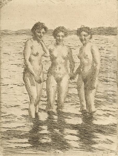 The Three Graces Oil Painting by Anders Zorn