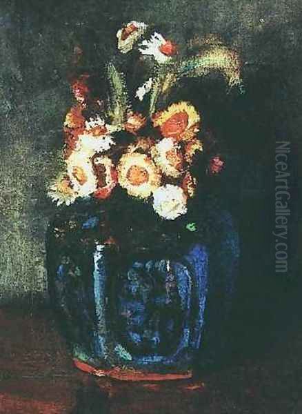 Ginger Jar Filled With Chrysanthemums Oil Painting by Vincent Van Gogh