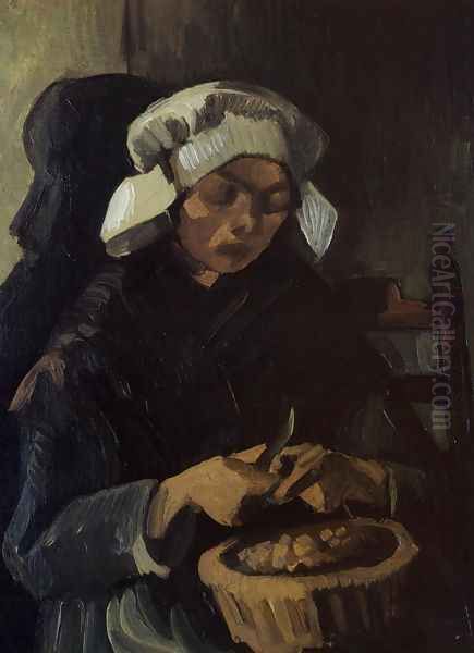 Peasant Woman Peeling Potatoes Oil Painting by Vincent Van Gogh