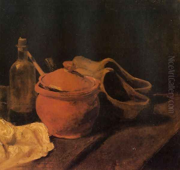 Still Life With Earthenware Bottle And Clogs Oil Painting by Vincent Van Gogh