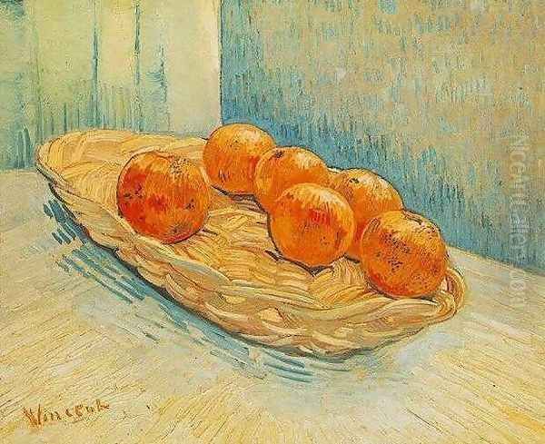 Still Life With Basket And Six Oranges Oil Painting by Vincent Van Gogh