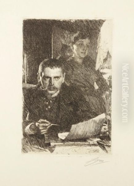 Zorn And His Wife Oil Painting by Anders Zorn