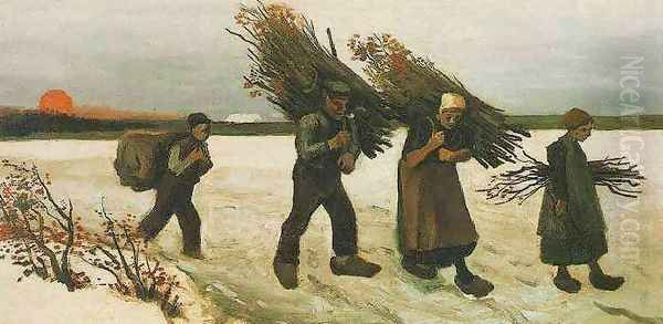 Wood Gatherers In The Snow Oil Painting by Vincent Van Gogh