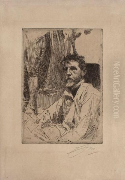 Augustus Saint Gaudens I Oil Painting by Anders Zorn