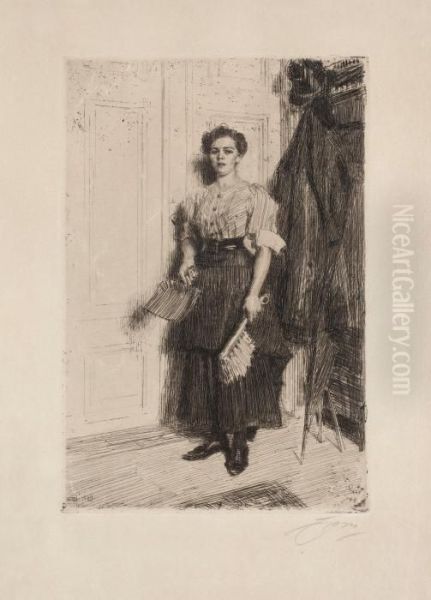 The New Maid Oil Painting by Anders Zorn