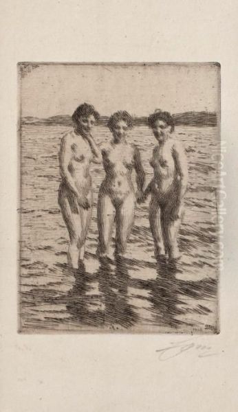 The Three Graces Oil Painting by Anders Zorn