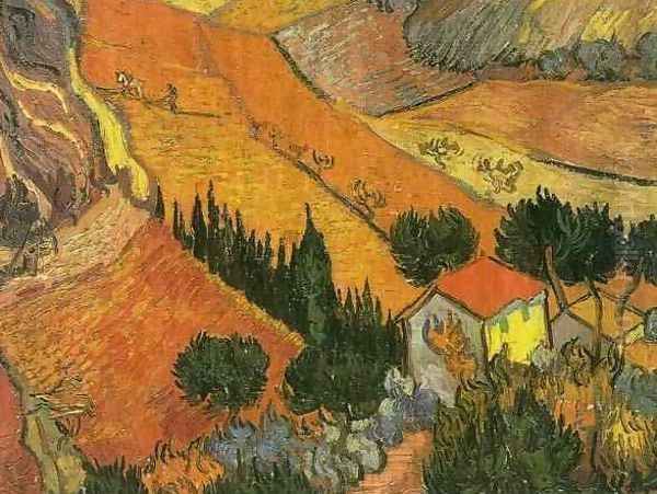 Valley With Ploughman Seen From Above Oil Painting by Vincent Van Gogh