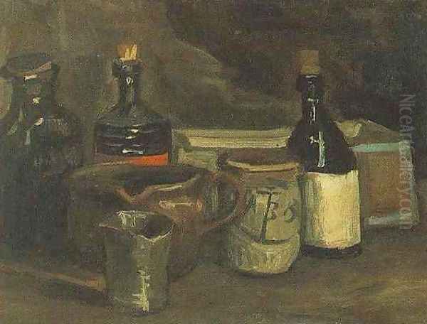 Still Life With Bottles And Earthenware Oil Painting by Vincent Van Gogh