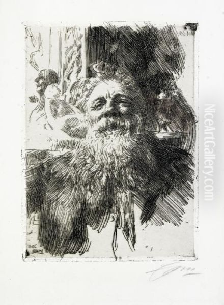 Auguste Rodin Oil Painting by Anders Zorn