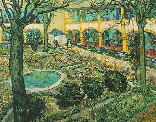 The Courtyard Of The Hospital At Arles Oil Painting by Vincent Van Gogh