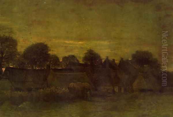 Village At Sunset Oil Painting by Vincent Van Gogh