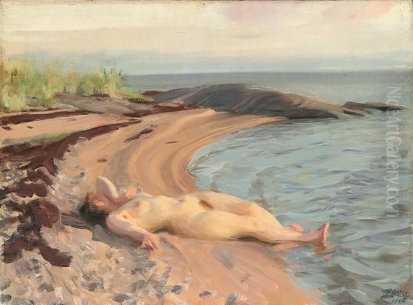 On The Beach Oil Painting by Anders Zorn