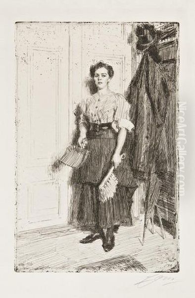 New Maid Oil Painting by Anders Zorn