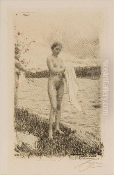 Dal River Oil Painting by Anders Zorn