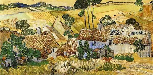 Thatched Houses against a Hill Oil Painting by Vincent Van Gogh