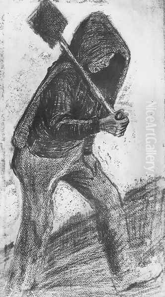 Miner Carrying a Shovel Oil Painting by Vincent Van Gogh