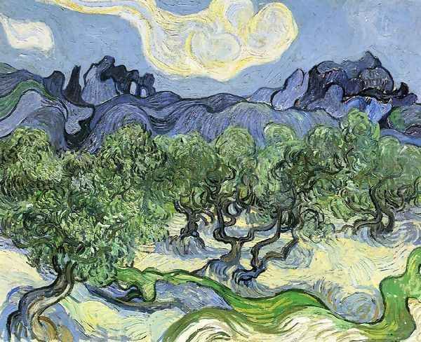 The Alpilles with Olive Trees in the Foreground Oil Painting by Vincent Van Gogh