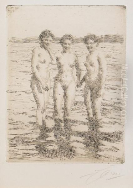 De Tre Gracerna Oil Painting by Anders Zorn